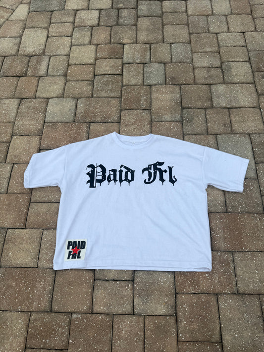 Cropped Boxy Patch Tee White